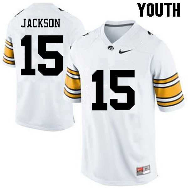 Youth Iowa Hawkeyes #15 Joshua Jackson College Football Jerseys-White - Click Image to Close
